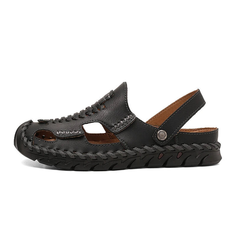 Summer Men Sandals Genuine Leather Handmade Slippers Outdoor Beach Roman Sandals