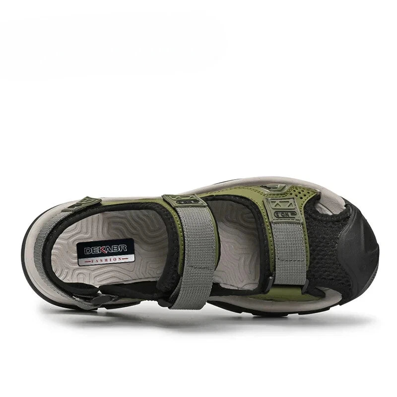 Male Leather Casual Sandals Summer Breathable Slippers Comfortable Beach Shoes
