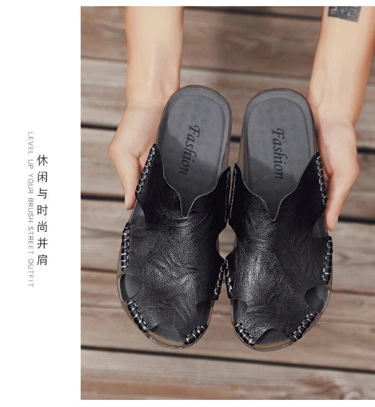 Men's Slide Summer Mules Casual Closed Toe Slippers Beach Sandals Loafers Shoes