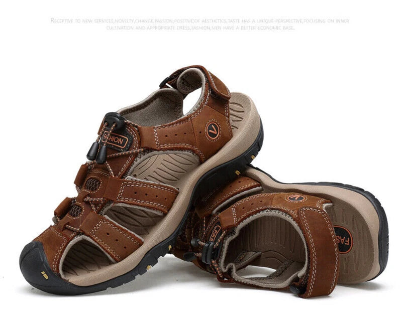 Genuine Leather Men's Roman Shoes Summer Fashion Non-slip Sandals Beach Slippers