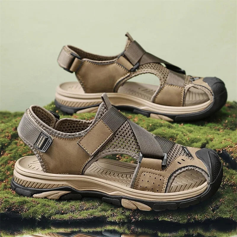 Men Light Casual Sneakers Mesh Breathable Beach Sandals Handmade Roman Slippers