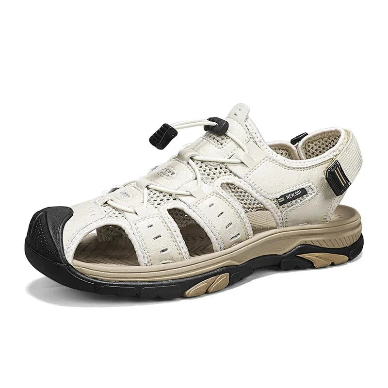 Summer Men's Leather Sandals Hollow Outdoor Sandals Slippers Beach Sandals