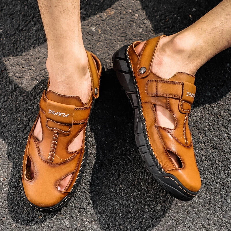 Summer Men's Casual Sandals Genuine Leather Outdoor Hiking Sandals Beach Slipper