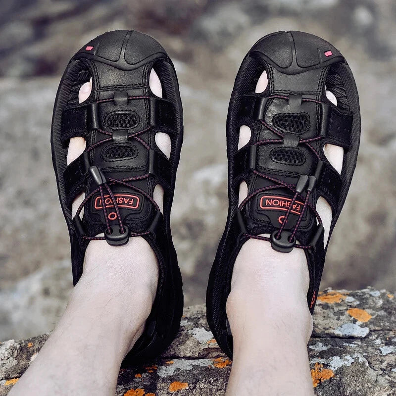 Leather Mens Shoes Summer Outdoor Beach Sandals Lightweight Comfortable Slippers