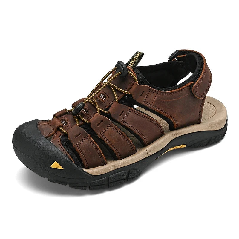 Genuine Leather Men's Sandals Breathable Casual Shoes Outdoor Beach Slippers