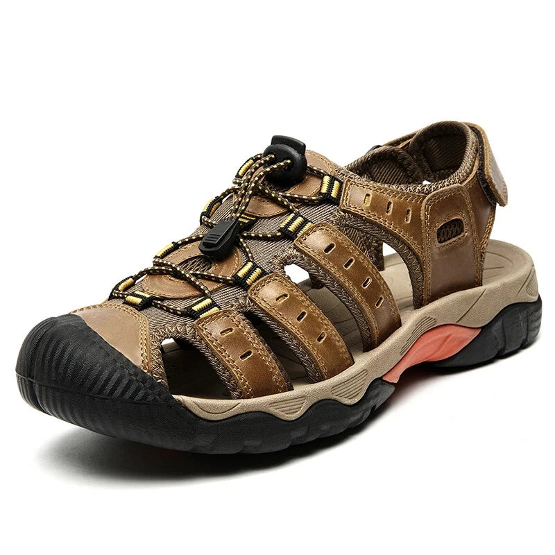 Men's Sandals Soft Leather Sandals Beach Shoes Outdoor Summer Comfort Slippers