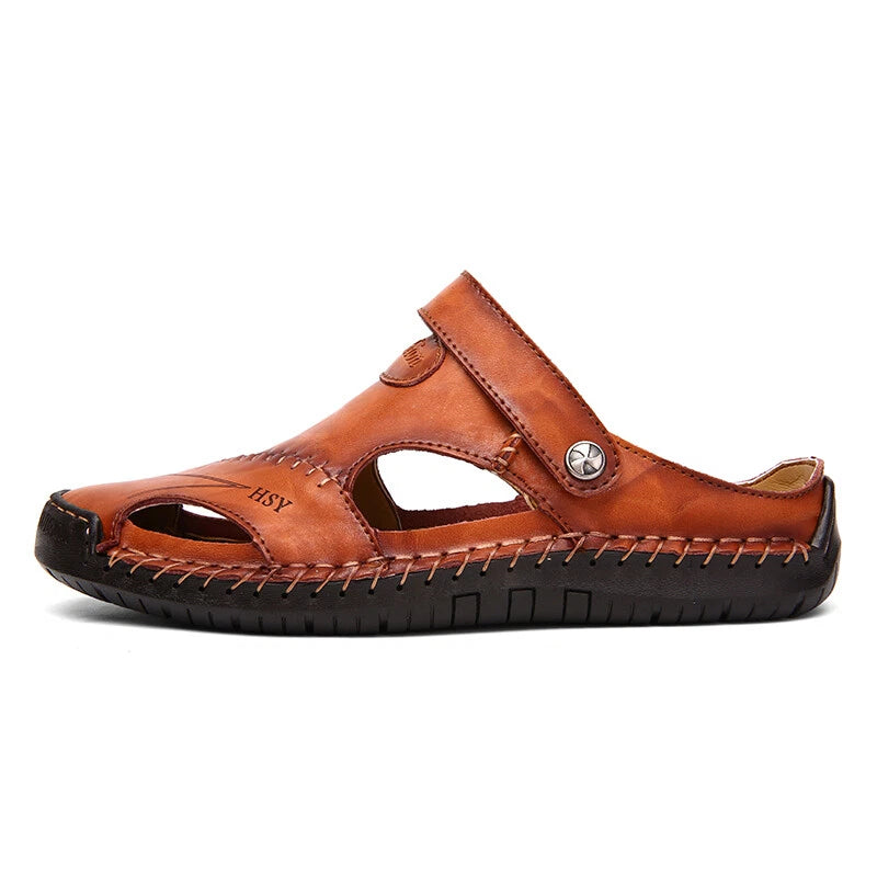 Men’s Sandals Leather Slippers Shoes Outdoor Beach Breathable Casual Shoes