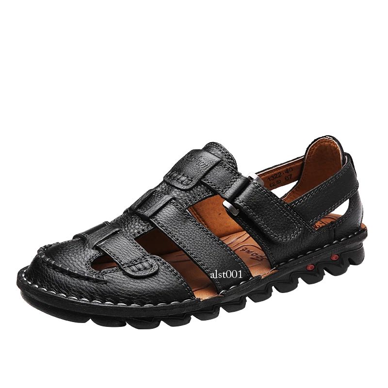 Genuine Leather Mens Casual Sandals Outdoor Beach Roman Garden Slippers Sneakers
