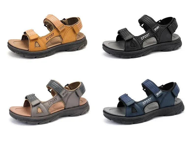 Lightweight Men Leather Sandals Comfortable Beach Slippers Soft Casual Sneakers