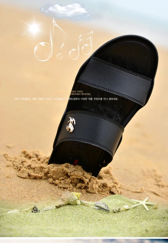 Casual Men Sandals Summer Beach Shoes Leather Slippers Lightweight Sandalias