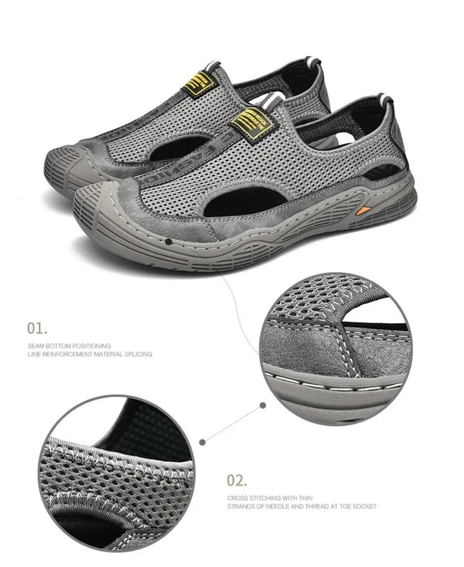 Male Summer Mesh Breathable Casual Sandals Non-slip Beach Shoes Outdoor Slippers