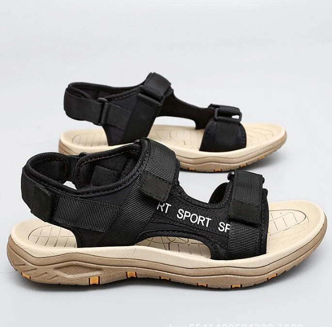 Mens Genuine Leather Sandals Casual Sports Beach Shoes Soft Summer Slippers Size