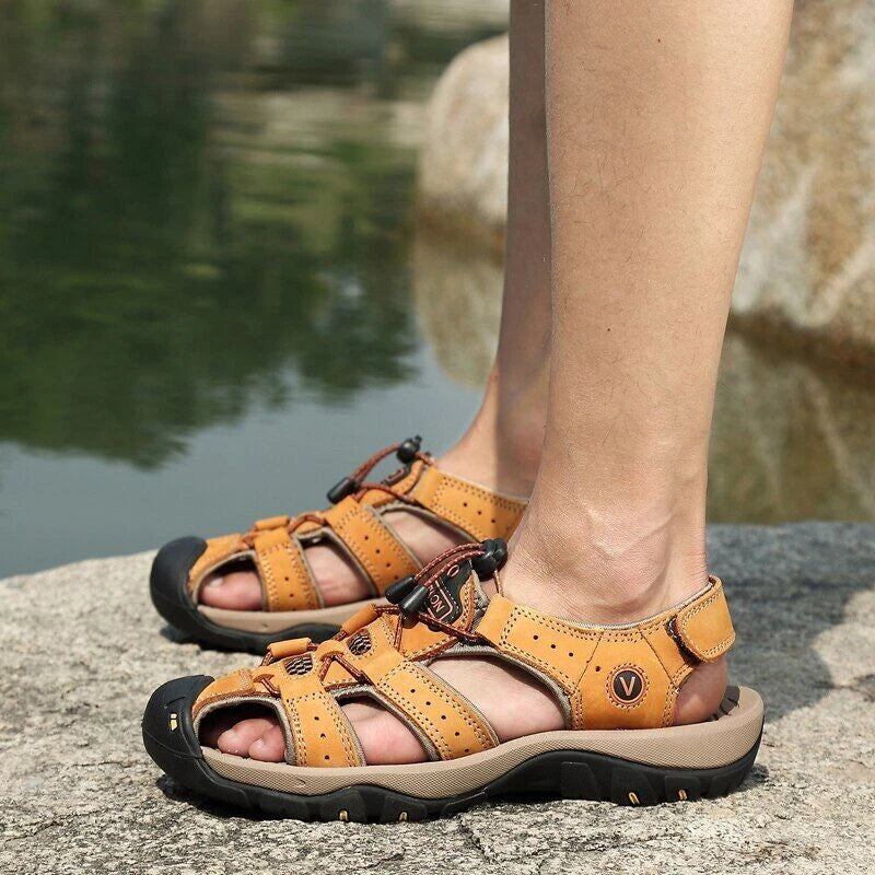 Genuine Leather Men's Roman Shoes Summer Fashion Non-slip Sandals Beach Slippers