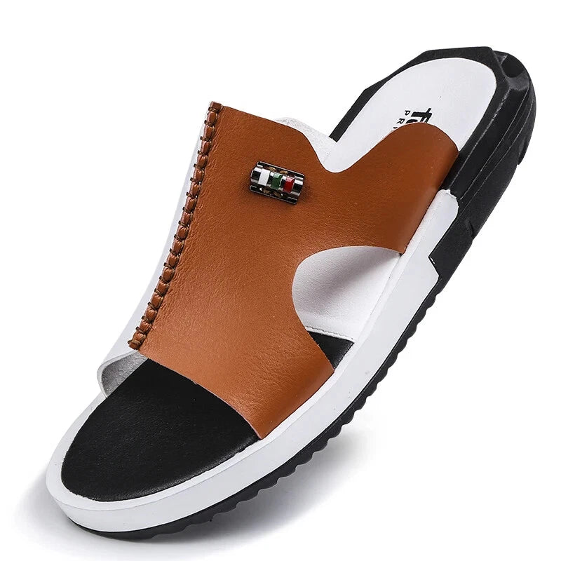 Comfortable Sandals Men Summer Slippers Fashion Peep Toe PU Flip Flops Shoes