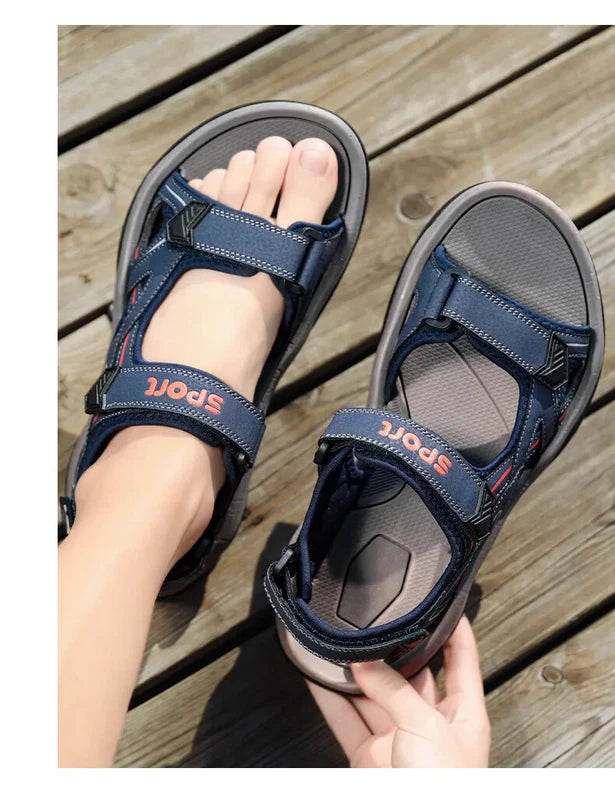 Summer Men Sandals Handmade Soft Beach Slippers Non-Slip Flat Wading Sneakers
