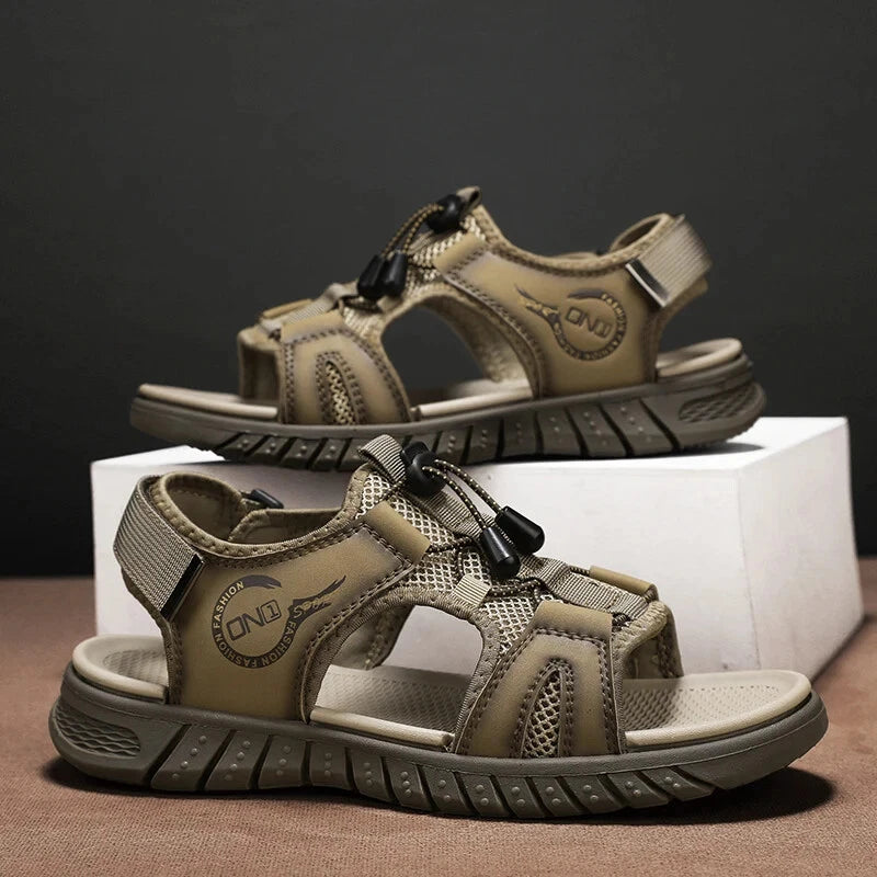 Mesh Breathable Men Sandals Handmade Beach Slippers Lightweight Casual Sneakers