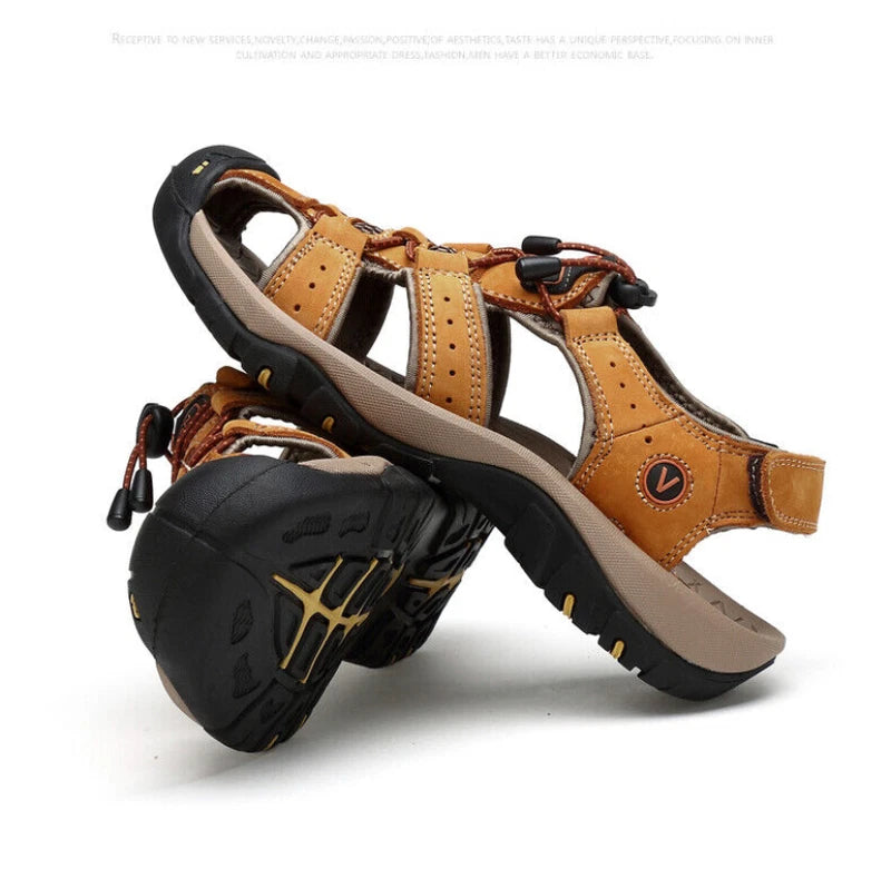 Genuine Leather Men's Roman Shoes Summer Fashion Non-slip Sandals Beach Slippers