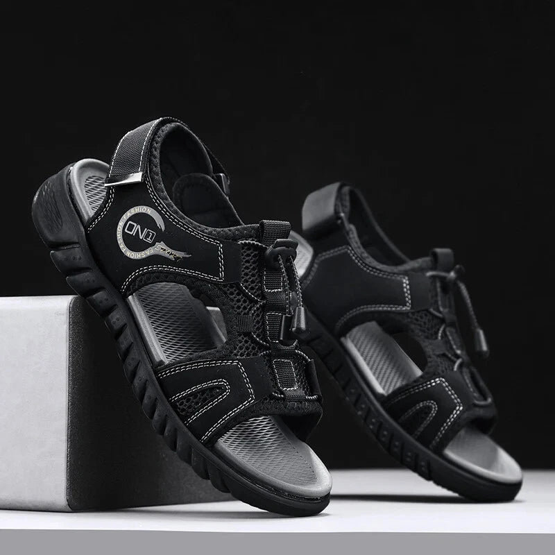 Mesh Breathable Men Sandals Handmade Beach Slippers Lightweight Casual Sneakers
