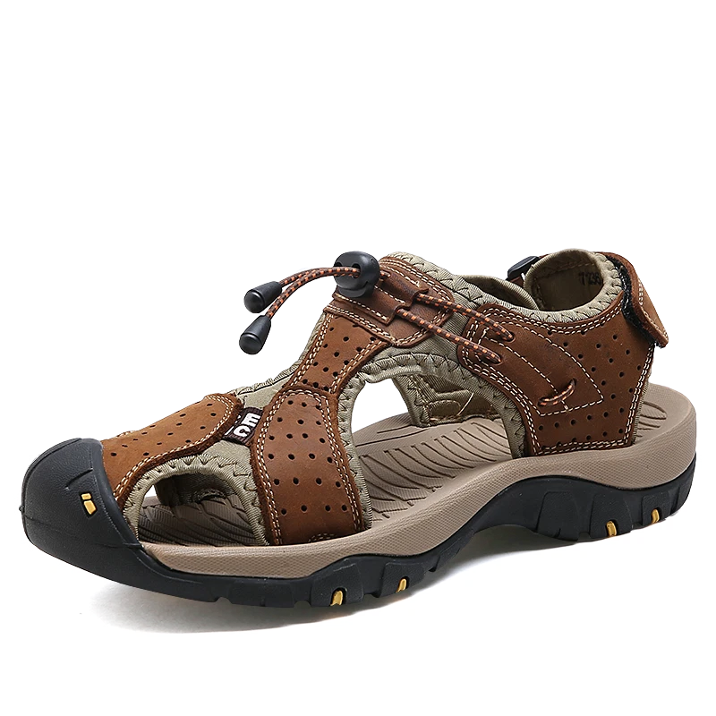 Summer Men's Sandals Fashion Genuine Leather Outdoor Casual Beach Roman Slippers