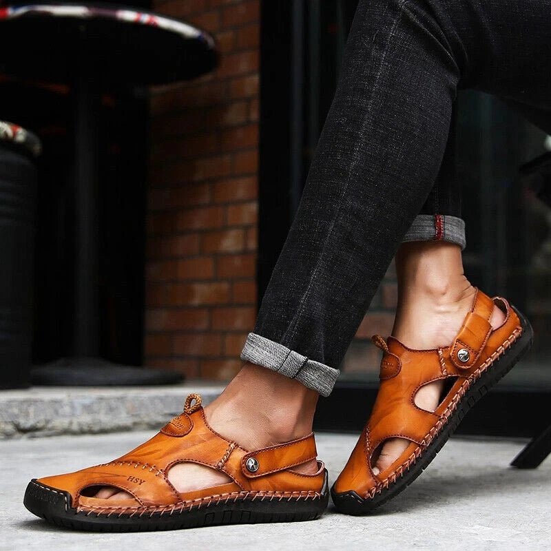 Leather Sandals Sports Beach Home Slippers Shoes Soft Men Genuine Summer Casual