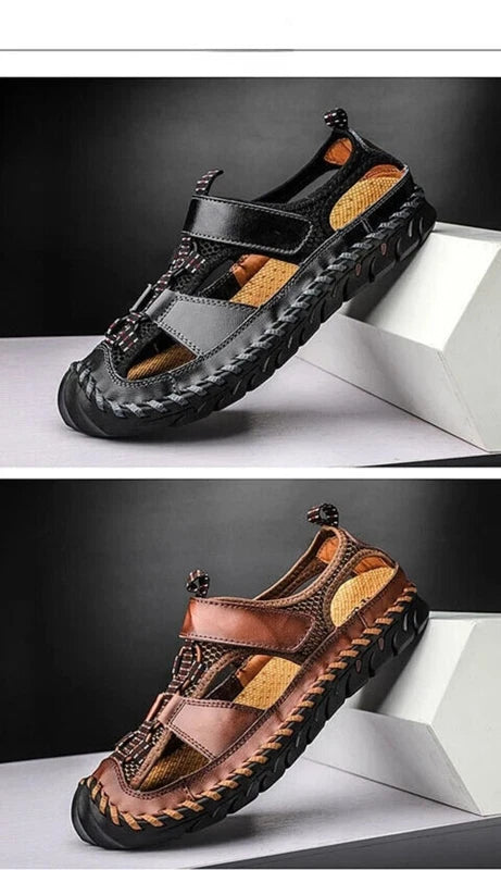Summer Leather Male Beach Shoes Casual Sandals Wading Non-slip Comfort Slippers