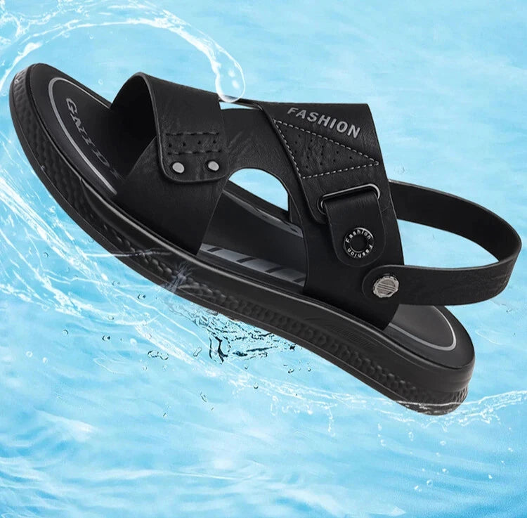 Men's Soft Sole Slippers Non-slip Summer Leather Sandals Leisure Beach Shoes