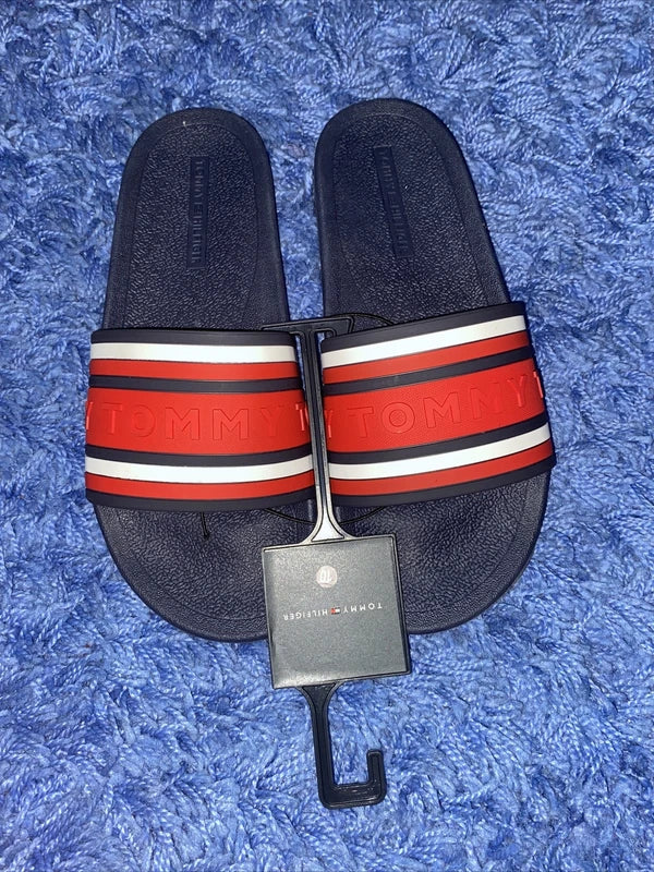 Tommy Hilfiger Men's Reid Textured Logo Multicolor Slides Casual Slipper Sandals