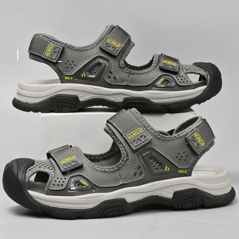 Male Leather Casual Sandals Summer Breathable Slippers Comfortable Beach Shoes