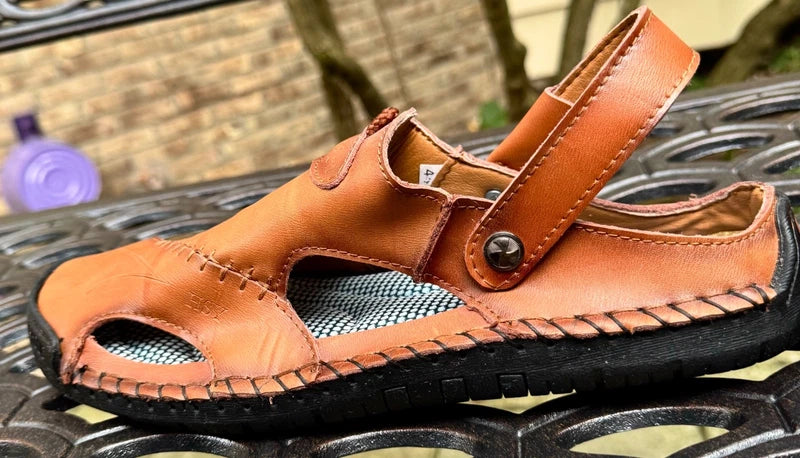 Men's Leather Sandals Casual Fisherman Beach Slippers Summer Driving Size UK 44