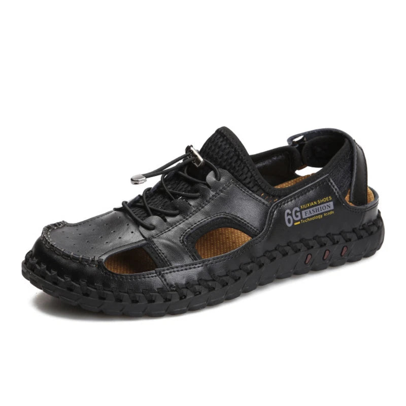 Genuine Leather Men Handmade Casual Sandals Fashion Beach Roman Slippers Sneaker