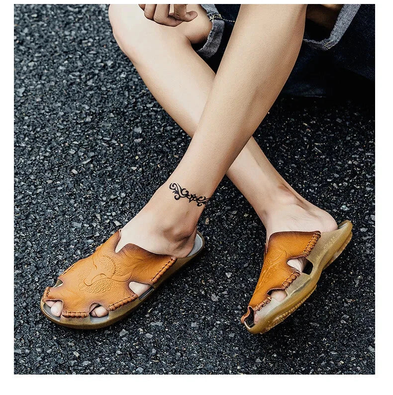 Male Non-Slip Slippers Handmade Soft Beach Sandals Comfort Half Drag Sneakers