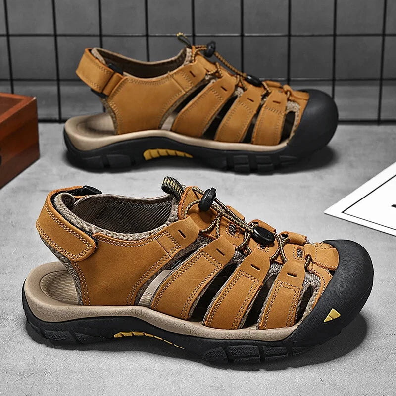 Genuine Leather Men's Sandals Breathable Casual Shoes Outdoor Beach Slippers