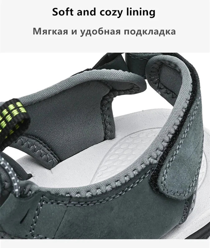 Genuine Leather Men's Sandals Breathable Casual Shoes Outdoor Beach Slippers