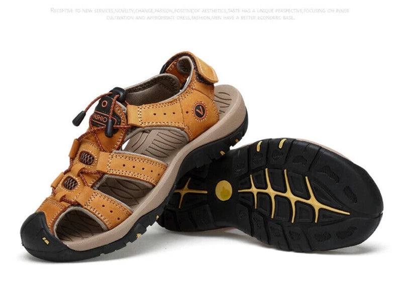 Genuine Leather Men's Roman Shoes Summer Fashion Non-slip Sandals Beach Slippers