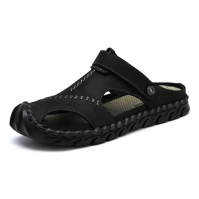 Genuine Leather Men's Sandals Summer Beach Slippers Casual Outdoor Beach Shoes