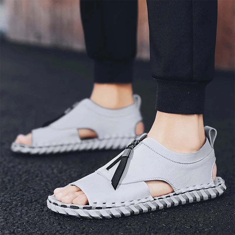 Sandals Men Slippers Weaving Design Beach Sandals Breathable Casual Flat Sandals