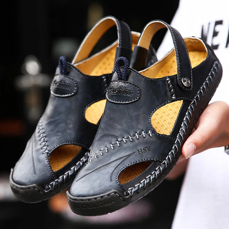 Men’s Sandals Leather Slippers Shoes Outdoor Beach Breathable Casual Shoes