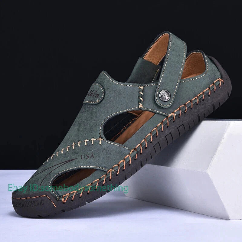Handmade Summer Sandals Men Breathable Slippers Anti-slip Hollow Beach Shoes
