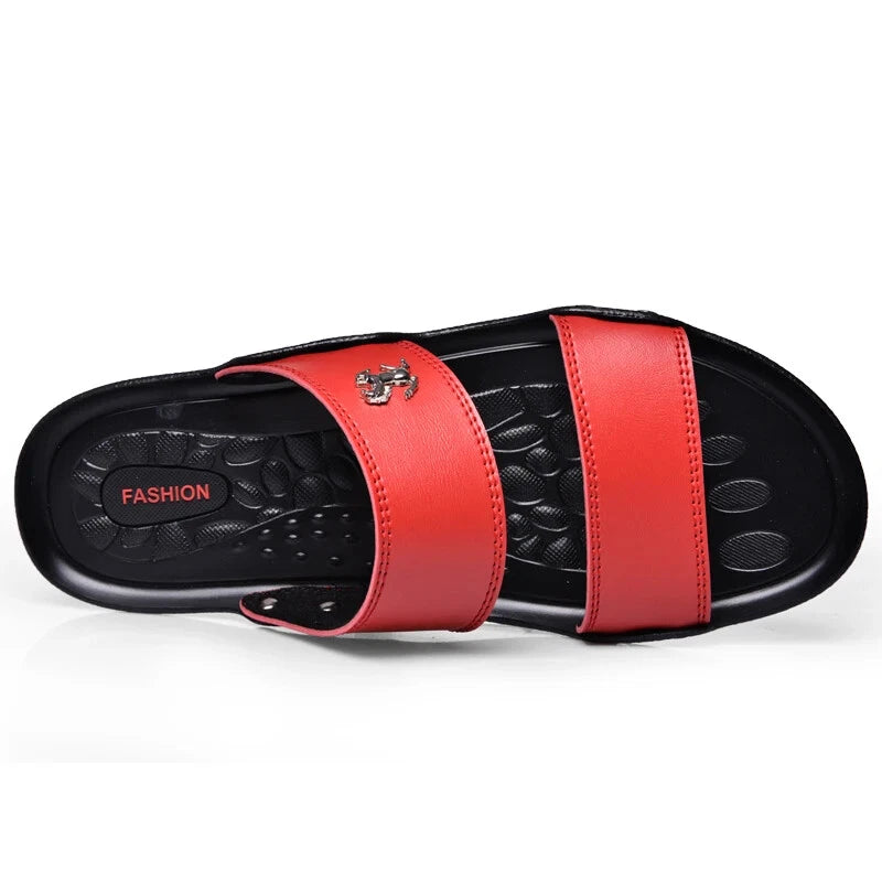 Casual Men Sandals Summer Beach Shoes Leather Slippers Lightweight Sandalias