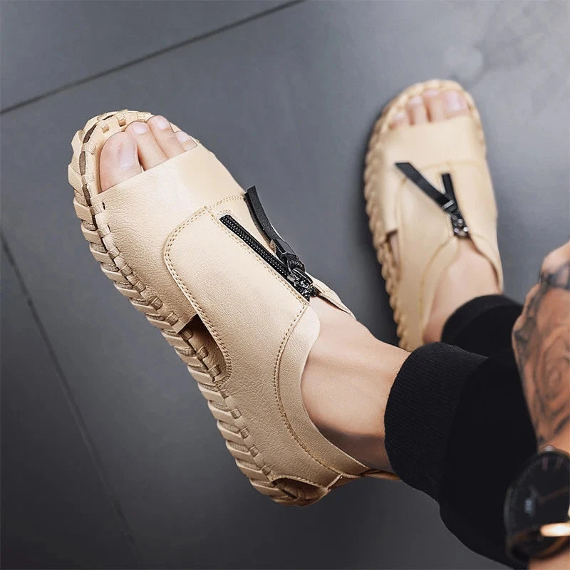 Sandals Men Slippers Weaving Design Beach Sandals Breathable Casual Flat Sandals