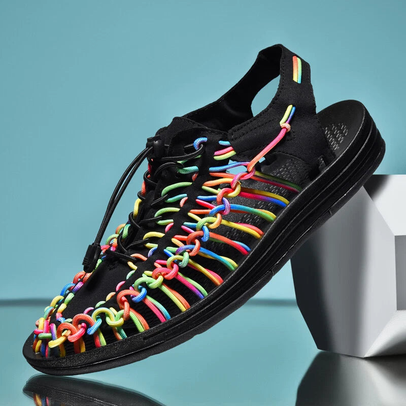 Summer Men's Slippers Weaving Beach Sandal Breathable Casual Flat Outdoor Sandal