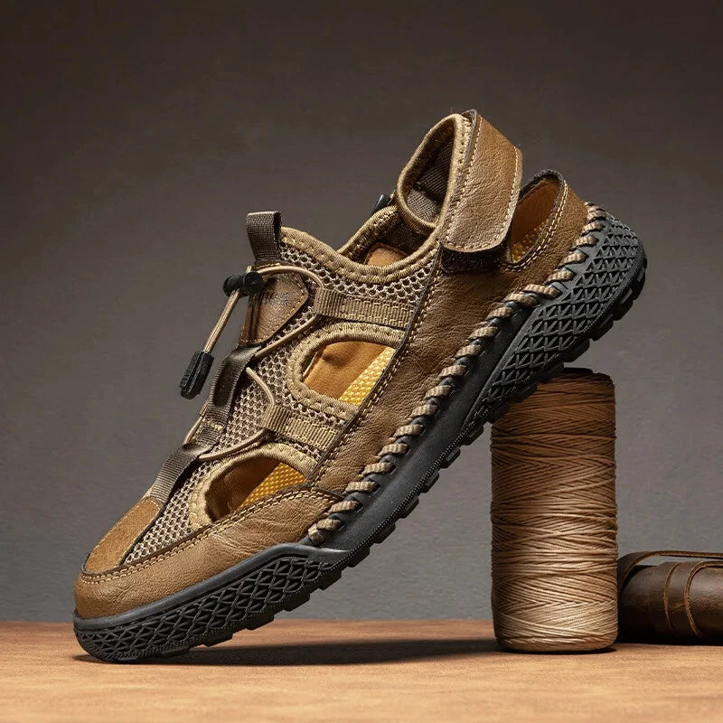 Men Mesh Walking Shoes Hollow Breathable Sandals Handmade Soft Beach Slippers