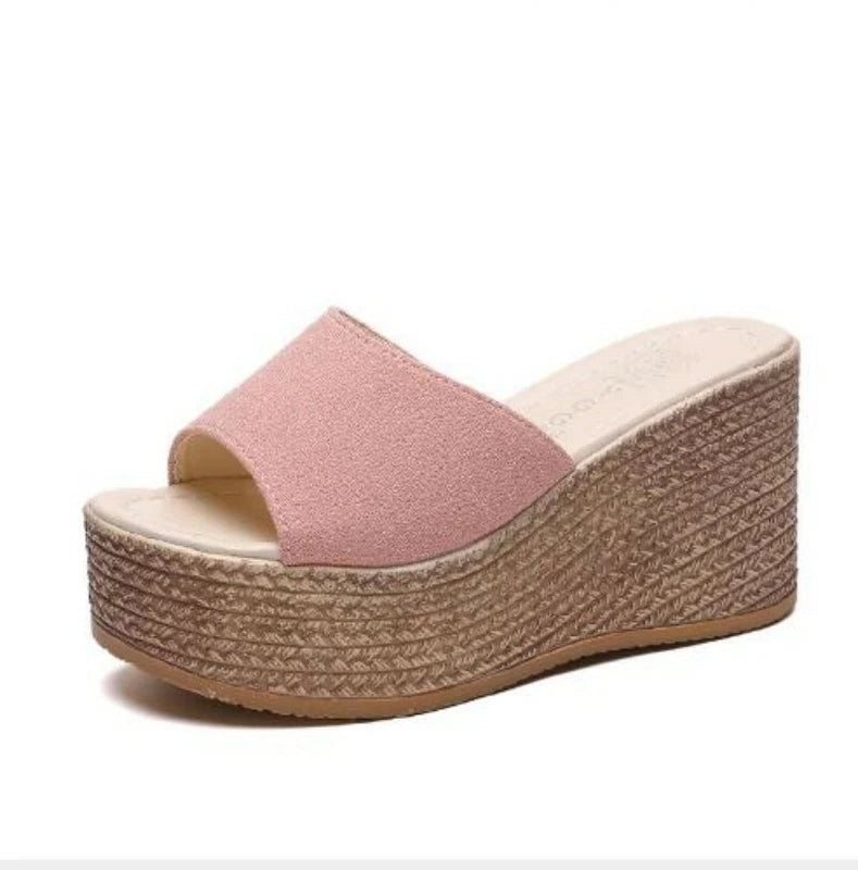 New Womens Platform Wedge Heel Platform Beach Slippers Shoes Sandals 4 Colors