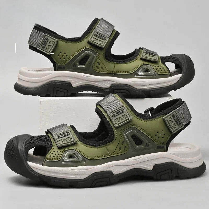 Male Leather Casual Sandals Summer Breathable Slippers Comfortable Beach Shoes