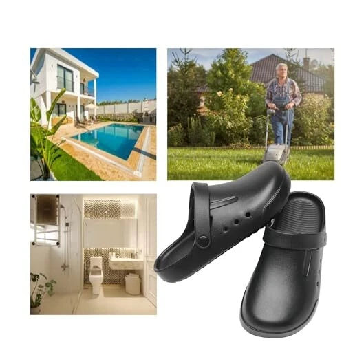 Clogs for Men and Womens Garden Shoes Slip-on 10-10.5 Women/9-9.5 Men Black