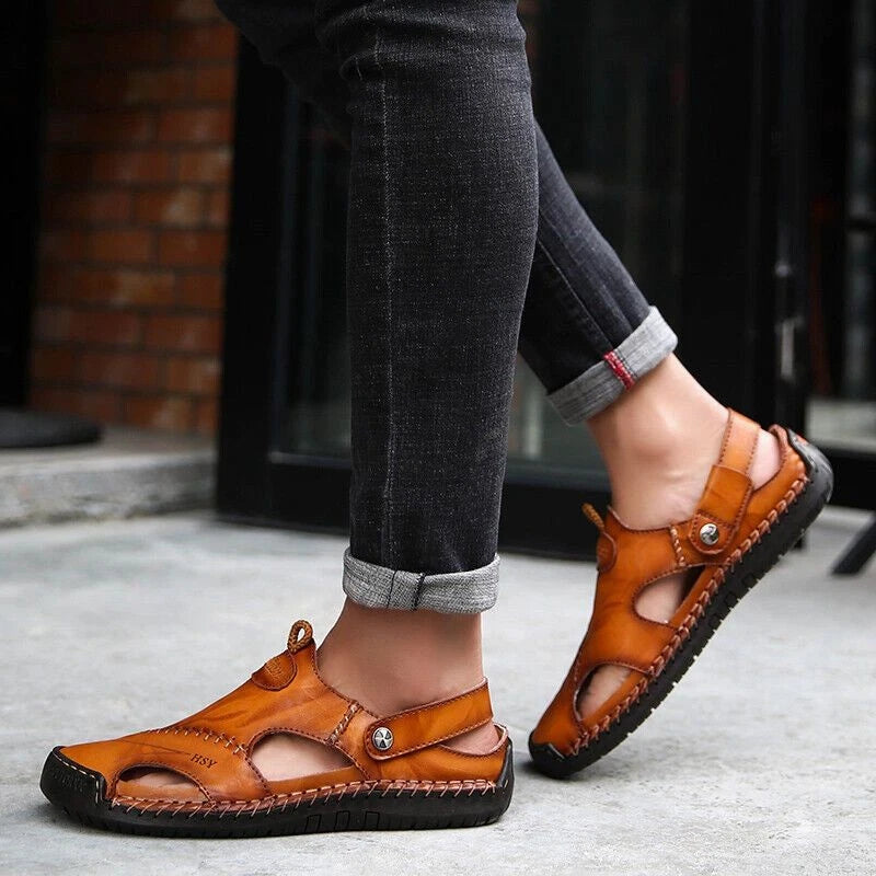 Leather Sandals Sports Beach Home Slippers Shoes Soft Men Genuine Summer Casual
