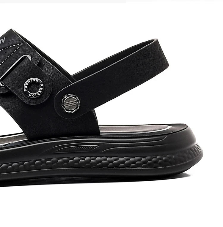 Men's Soft Sole Slippers Non-slip Summer Leather Sandals Leisure Beach Shoes