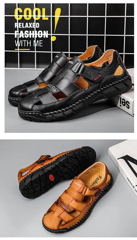 Genuine Leather Sandals Breathable Beach Slippers Comfortable Casual Sneakers