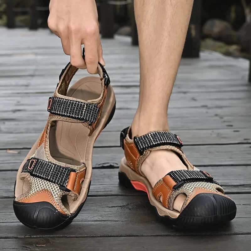 Summer Men Leather Sandals Outdoor Sneakers Casual Beach Slippers Wading Shoes