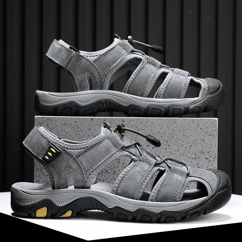 Men Handmade Sandals Summer Leather Soft Slippers Light Breathable Beach Shoes